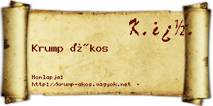 Krump Ákos névjegykártya